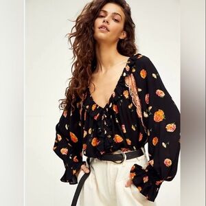 NWOT Free People Poppy Printed Bodysuit Size L